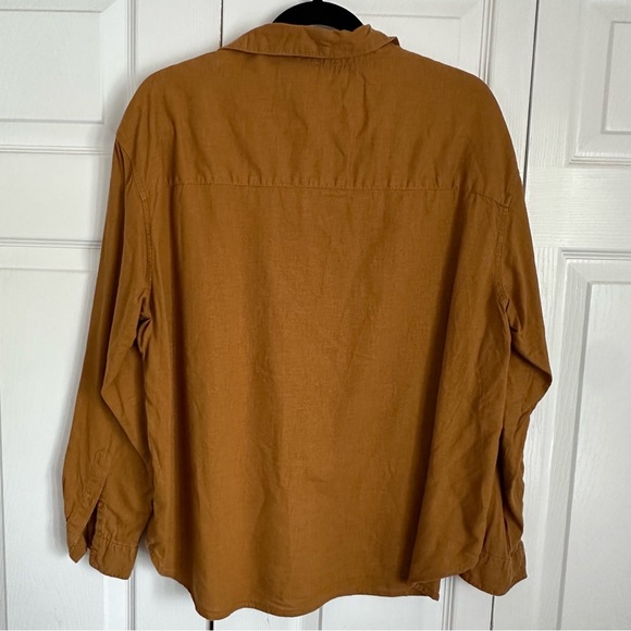 OVS Flax Viscose Caramel Brown Womens Top Size 12-14 Lagenlook Breathable Comfy - Picture 2 of 10